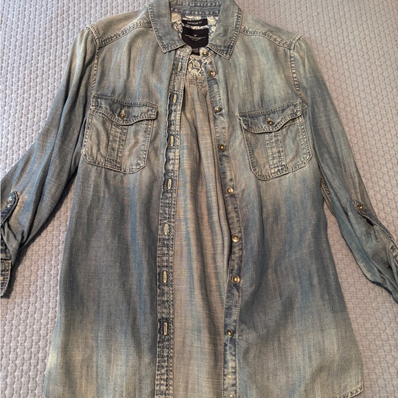American Eagle Outfitters Tops - American Eagle Outfitters Light Blue Denim Shirt